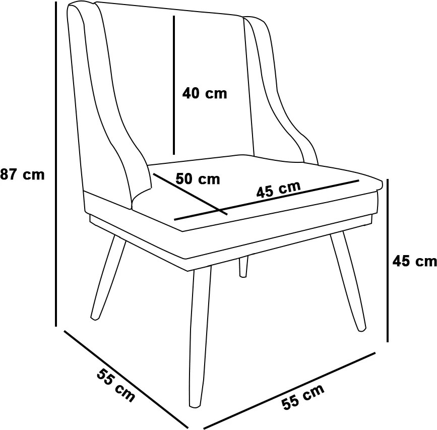 Kit 02 Cadeiras de Jantar Liz Suede Bege Base Fixa Madeira com Pés Palito Tabaco D03 - D'Rossi