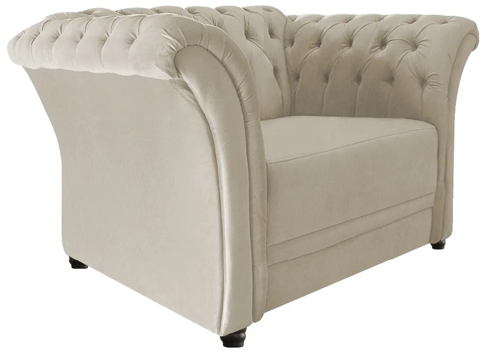 Poltrona Decorativa Chesterfield Sofia Suede Bege- ADJ Decor
