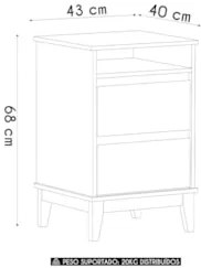 Mesa Cabeceira 43cm Para Quarto 2 Gavetas Solvi Freijó F07 - Mpozenat