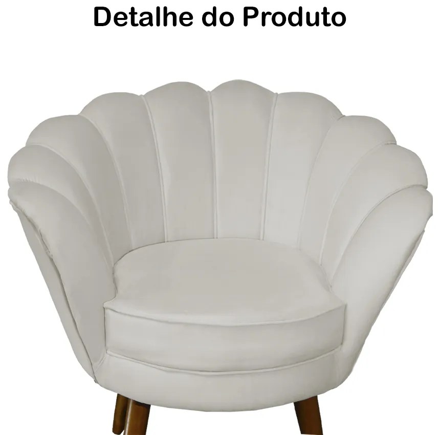 Poltrona Decorativa Pétala Pés Palito Suede Bege - Sheep Estofados