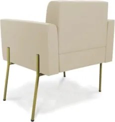 Poltrona Para Sala Pé Metal Dourado Kit 2 Ana Suede Bege - Ibiza