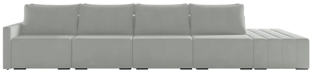 Sofá Ilha Modulado Milos 392cm Puff Lateral Veludo Cinza G33 - Gran Belo