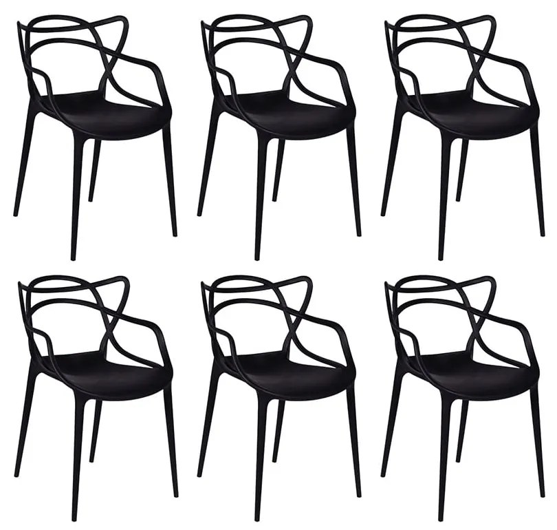 Conjunto com 6 Cadeiras Allegra Preto - Conjunto com 6 Cadeiras Allegra - Preto