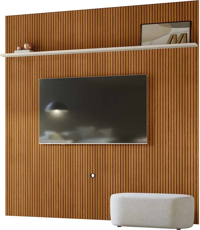Painel Decorativo 245cm Hirta Frisado MDP até 75 Cinamomo/OffWhite G97 - Gran Belo