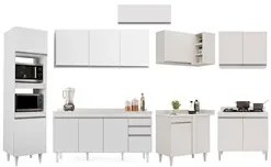 Armário de Cozinha Modulada de Canto 8 Peças CP08 Balcão com Tampo Bra