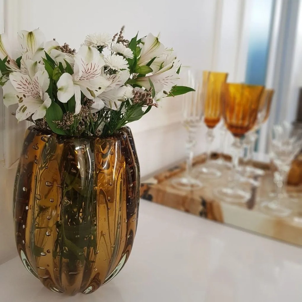 Vaso em Murano Jelly  M - Ambar  Ambar