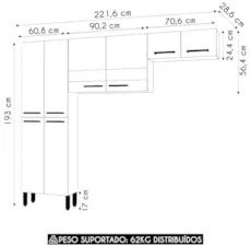 Armário de Cozinha Compacta 221cm Vivian Freijó/Gris Z06 - Mpozenato