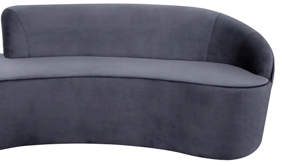 Sofá 3 Lugares Eros D07 Curvo 210cm Braço Direito Veludo Cinza - D'Rossi