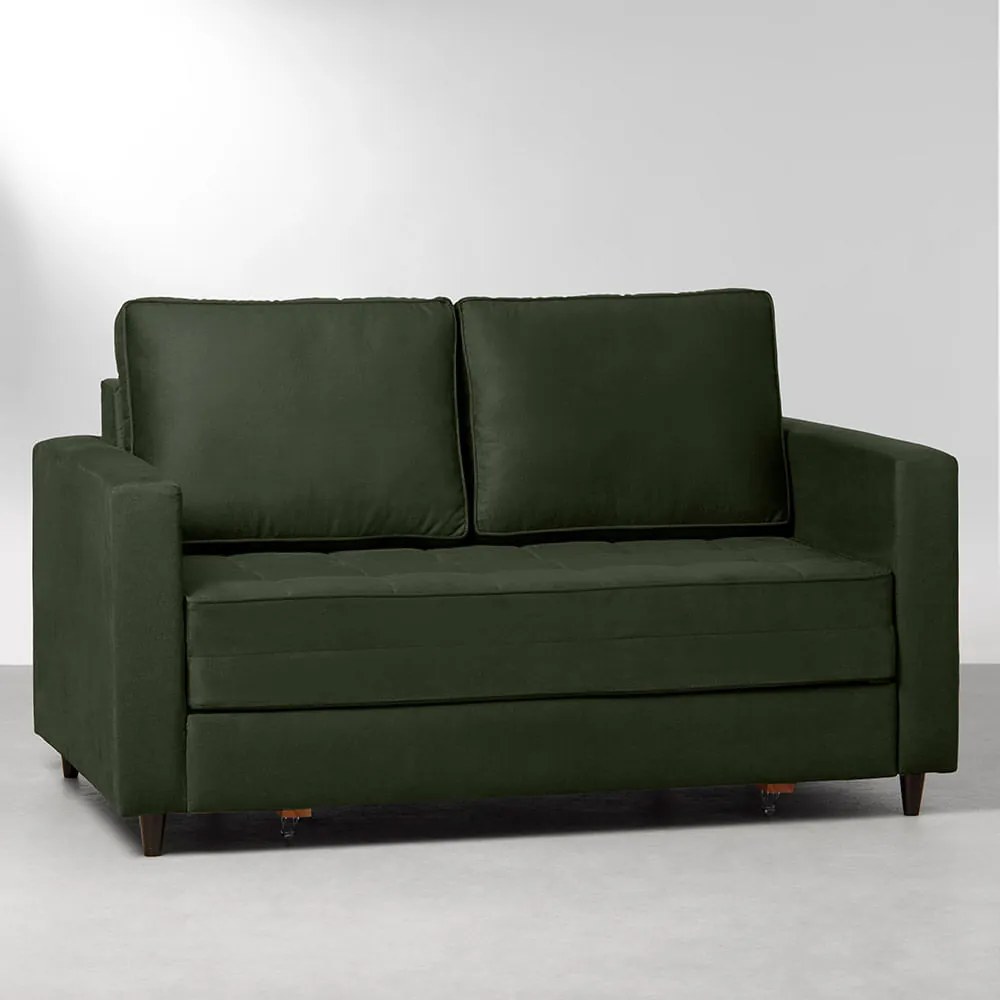 Sofá-Cama Mira Casal Suede Verde Escuro - 1,50m