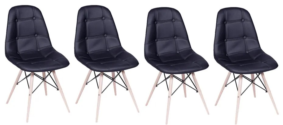 Conjunto 4 Cadeiras Eames Eiffel Botonê Preto - Conjunto 4 Cadeiras Eames Eiffel Botonê - Preto
