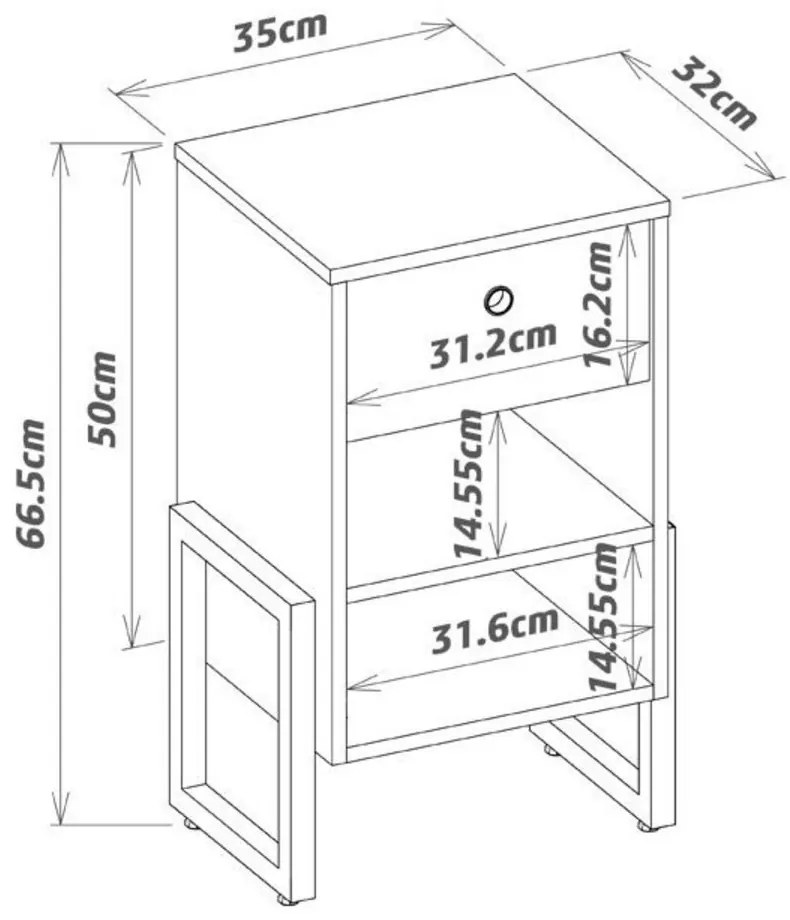 Mesa de Cabeceira Wolli 1 Gaveta Branco - D'Rossi