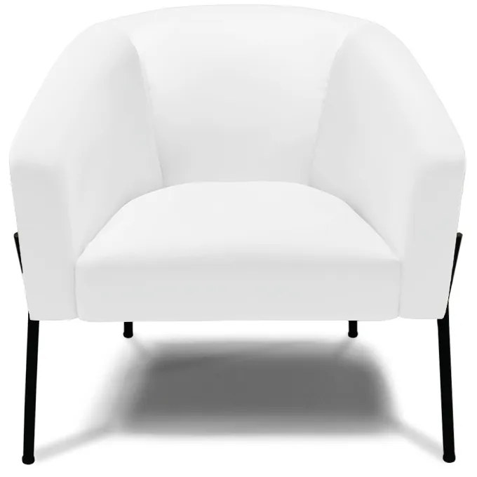 Poltrona Decorativa Pé de Ferro Preto Stella Sintético  D03 - D'Rossi - Branco