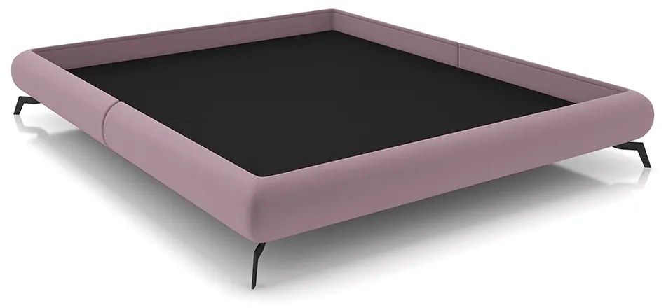 Cama King Size Avulsa Bezos Madeira Imunizada Pés em Aço Revestimento Veludo Rosê G91 - Gran Belo