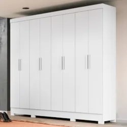 Guarda Roupa Casal 8 Portas 4 Gavetas 236cm Ágata Z17 Branco - Mpozena