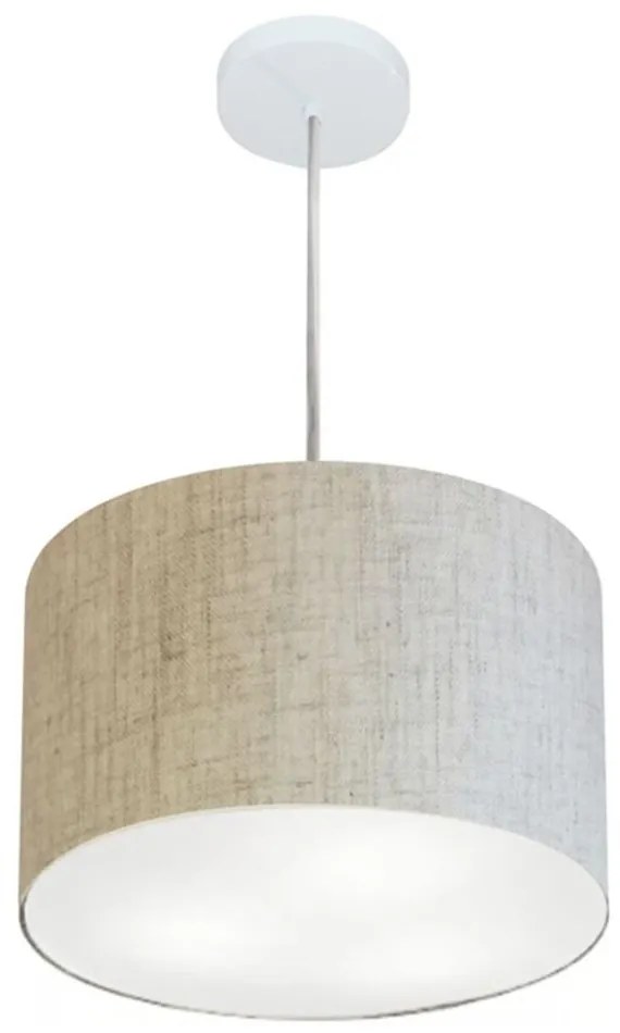 Lustre Pendente Cilíndrico Md-4211 Cúpula em Tecido 35x25cm Rustico Bege - Bivolt