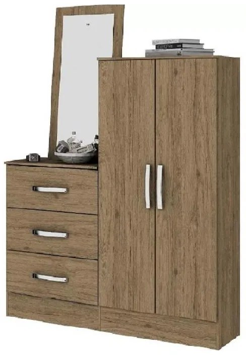 Cômoda para Quarto Balcão Multiuso 3 Gavetas 2 Porta Rústico