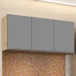Armário de Cozinha Aéreo 120cm 3 Portas Virgínia Castanho/Cinza - Lumi