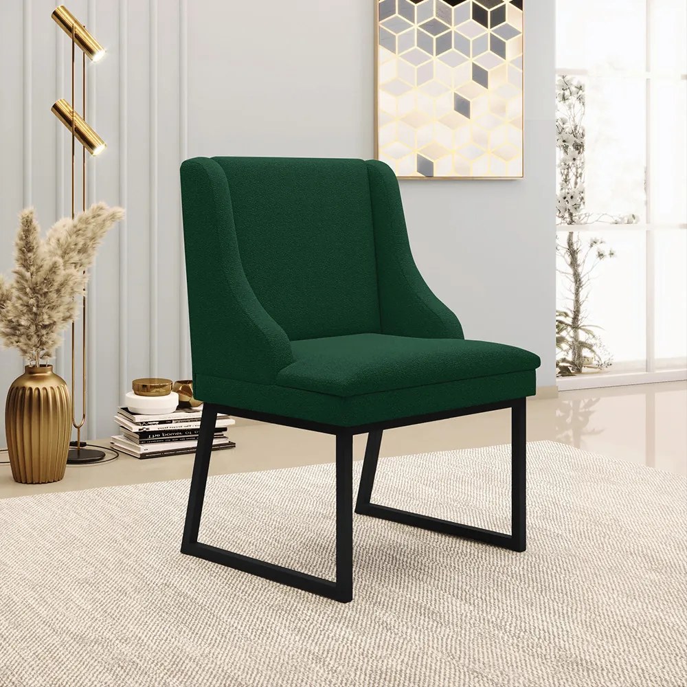 Cadeira Sala de Jantar Industrial Preto kit 6 Liz Bouclê D03 - D'Rossi - Verde