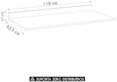 Tampo Para Balcão de Cozinha 118cm MDP Z34 Grafite          - Mpozenat