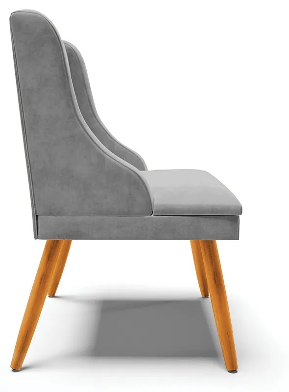 Kit 10 Cadeiras de Jantar Liz Suede Pes Palito Castanho D03 - D'Rossi - Cinza