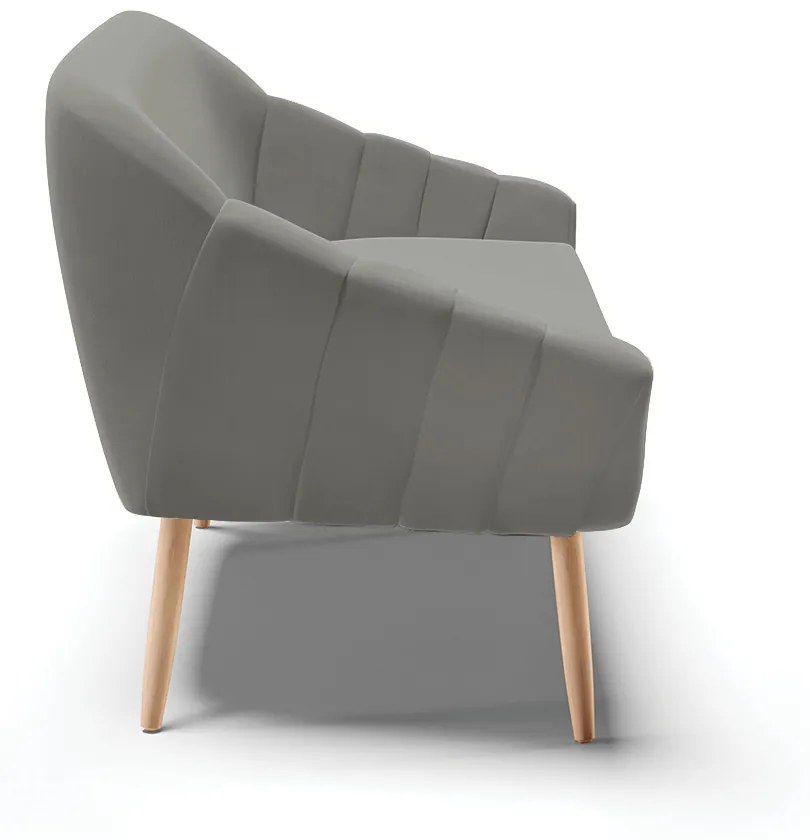 Namoradeira 02 Lugares Giovana Suede Grafite Pés Palito Natural - D'Rossi