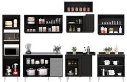 Armário de Cozinha Modulada de Canto 8 Peças CP03 Balcão com Pia Inox