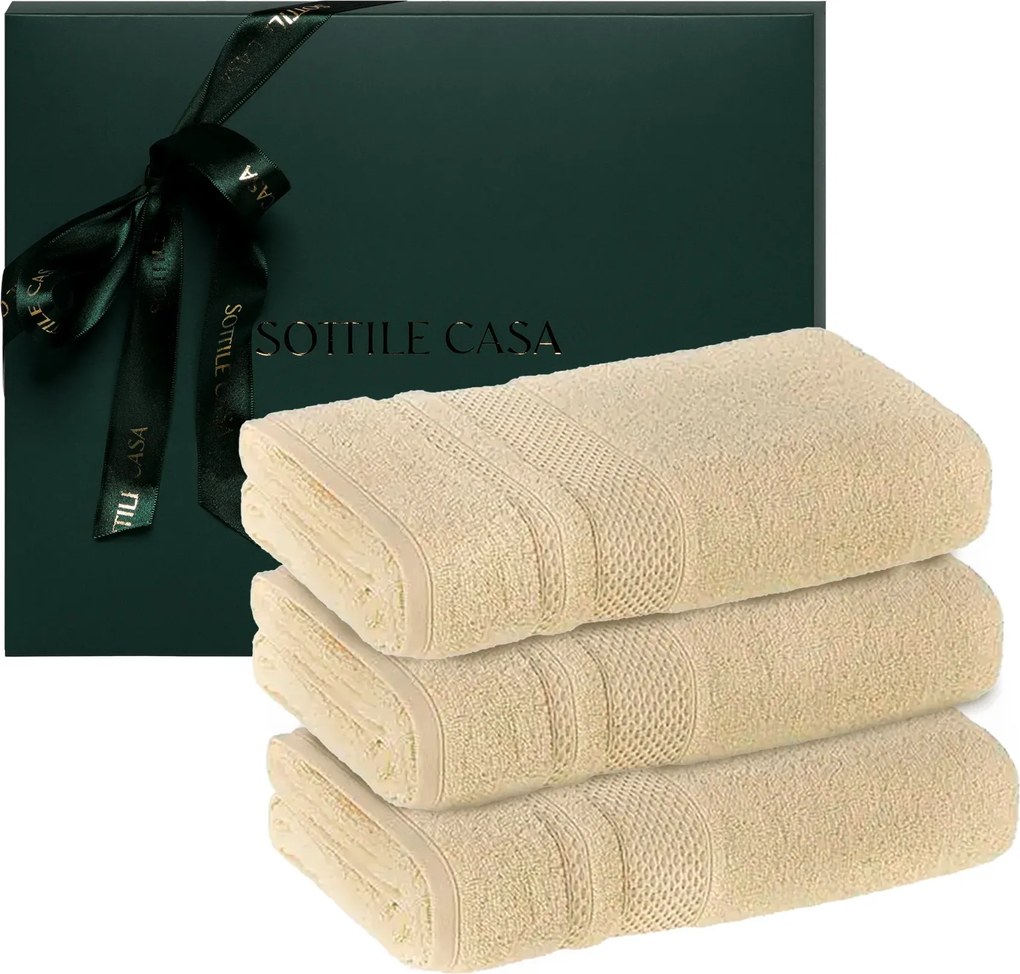 Kit 3 Toalhas de Rosto Karsten 100% Algodão Yves c/ Caixa de Presente - Vanilla  Vanilla