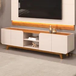 Rack Para Sala Bancada de TV 75 Pol 220cm Collie D04 Off White/Freijó