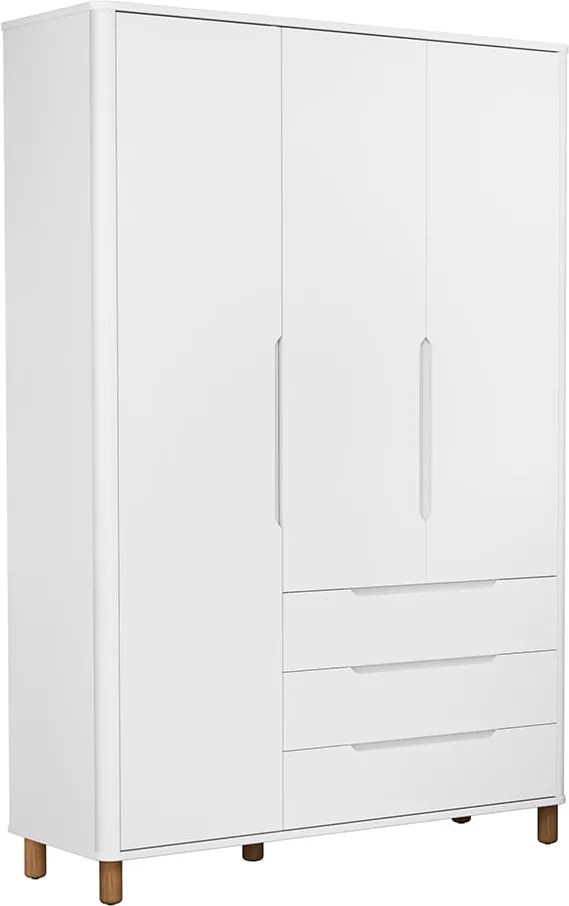 Guarda-Roupa Boom 3 Portas e 3 Gavetas com Pés Nordic Mel - Branco Fosco