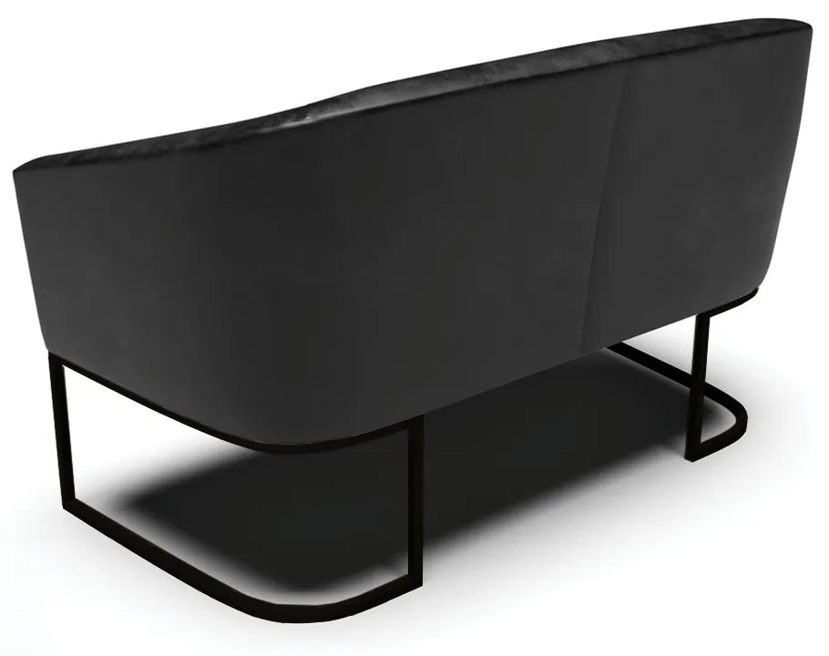 Sofá 2 Lugares Namoradeira Industrial Preto Stella Sintético PU Preto D03 - D'Rossi