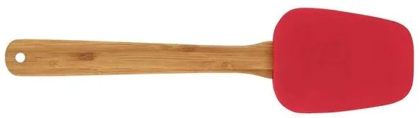 Espátula Oval de Siliconee Bambu Vermelha 1 Peça