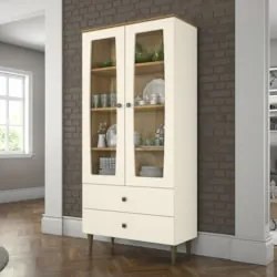 Cristaleira Para Sala De Jantar 02 Portas Liz Off White/Nature HP - He