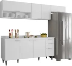 Armário de Cozinha Com Tampo CP03 250cm Pérola Branco Z34     - Mpozen