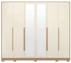 Guarda Roupa Casal 270cm com Espelho Fascine A02 Off/Freijó - Mpozenat