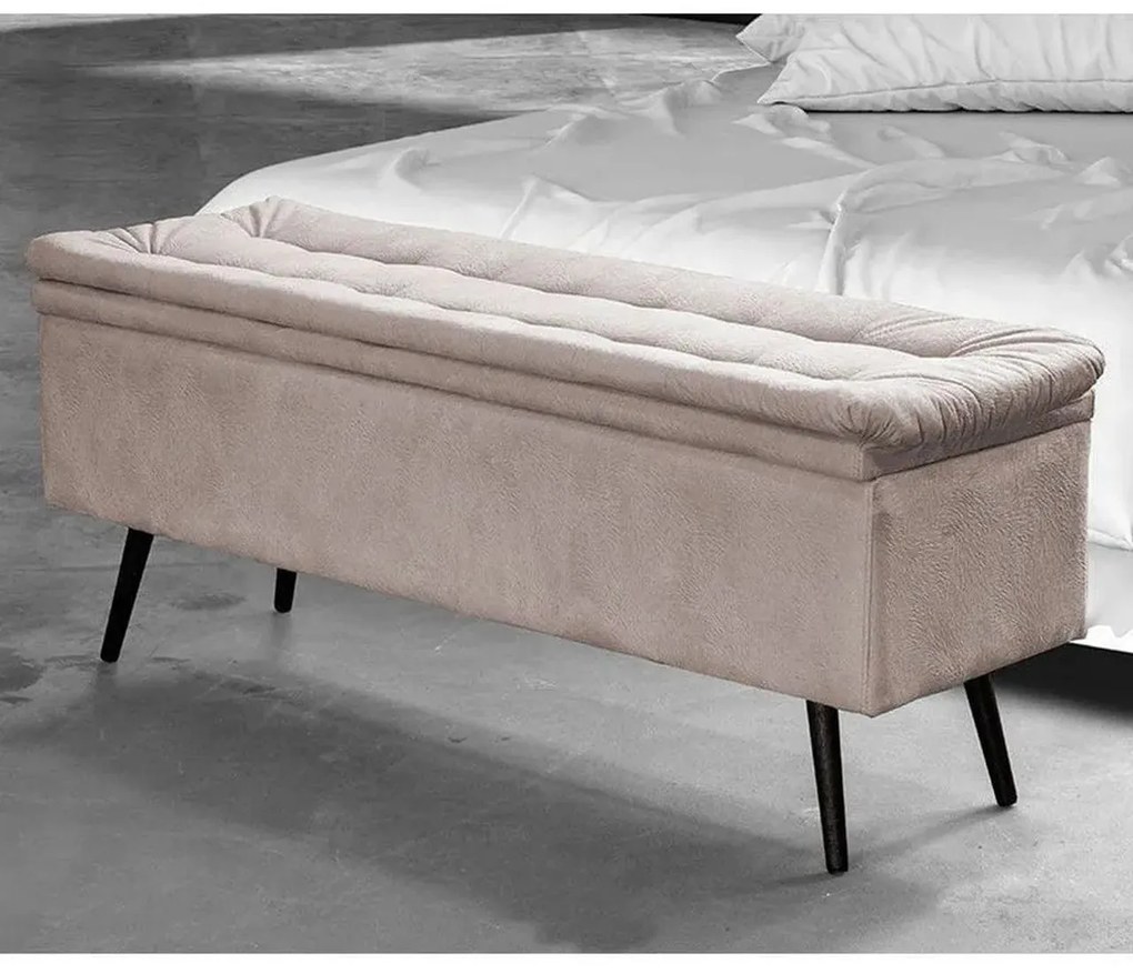 Kit Cabeceira 160cm Calçadeira Baú Casal 140cm Conforto Suede Bege - Sheep Estofados - Bege