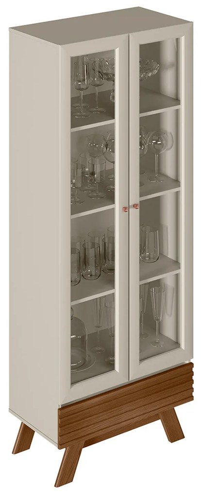 Cristaleira Maju 2 Portas Freijó e Off White 71x185 cm L04 - D'Rossi