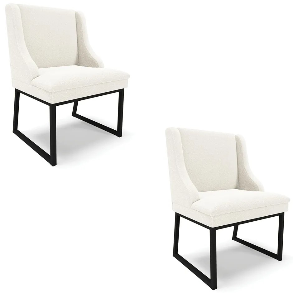 Cadeira Sala de Jantar Industrial Preto kit 2 Liz Bouclê Off White D03 - D'Rossi