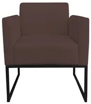 Poltrona Decorativa Base Industrial Preto Maressa S06 Suede Marrom - I