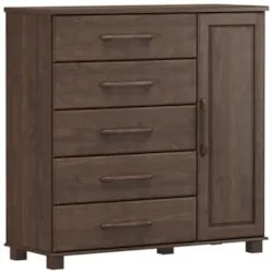 Cômoda Para Quarto 125cm 1 Porta 4 Gavetas Eduarda Café F07 - Mpozenat