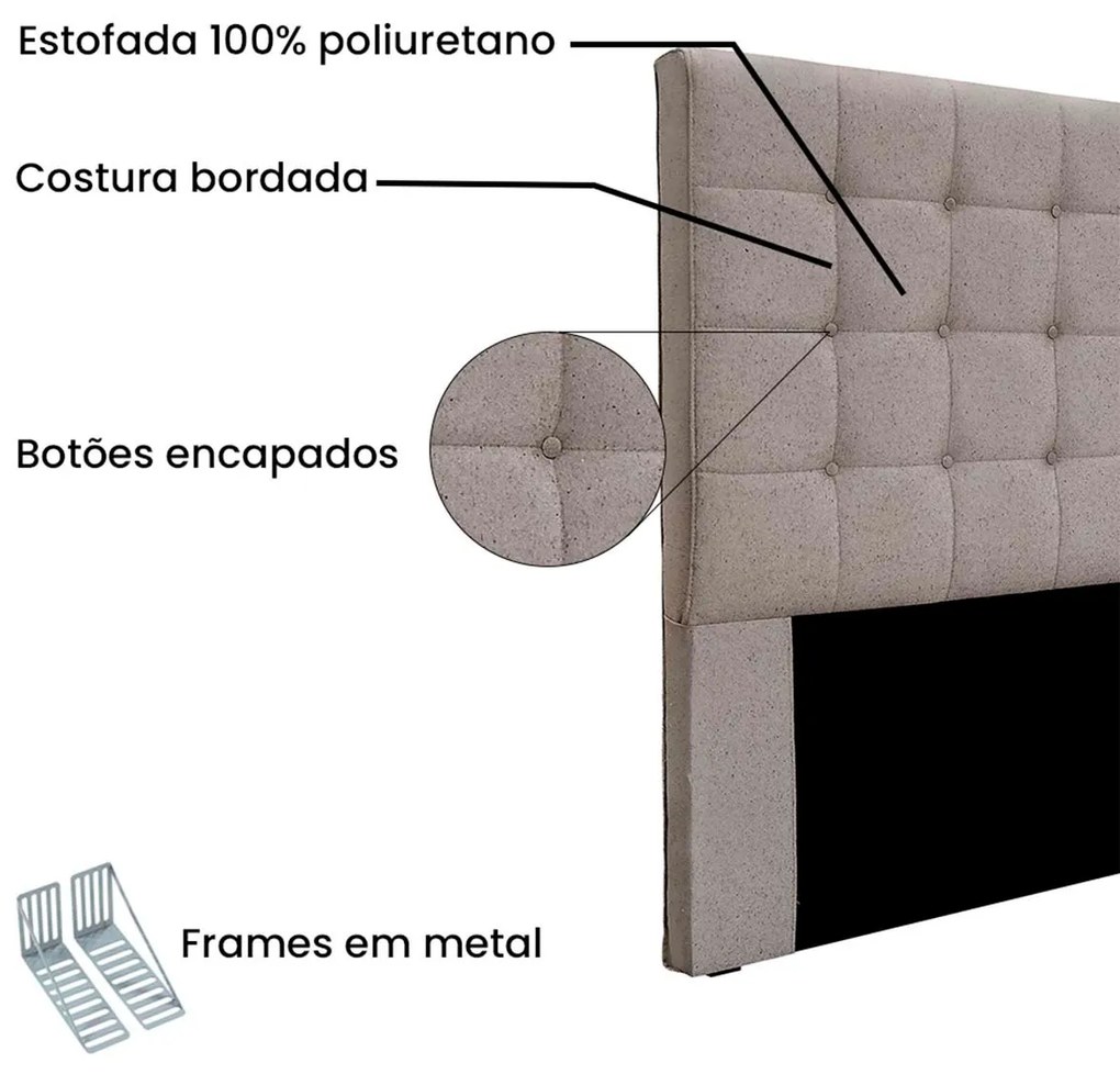 Cabeceira Estofada Polônia 90cm Solteiro Linho - ADJ Decor