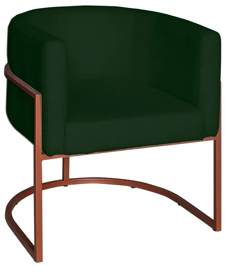 Poltrona Base Industrial Bronze Sala de Estar Lety Veludo - Verde