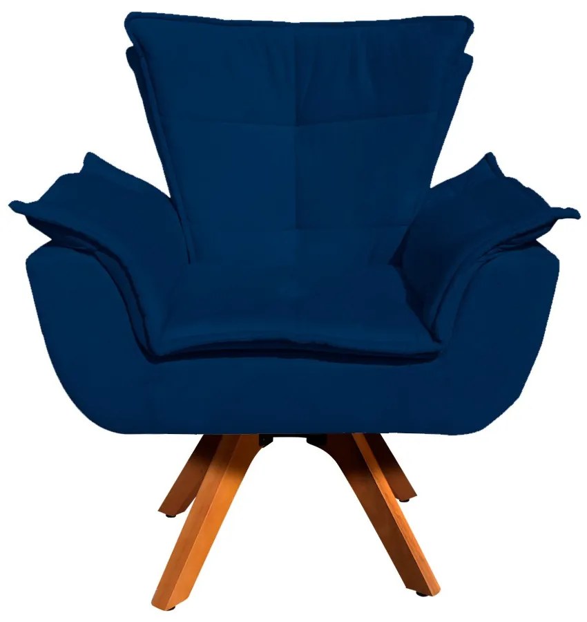 Poltrona Sala de Estar Giratória MM30 Kit 2 Opalla Suede D03 - D'Rossi - Azul Marinho
