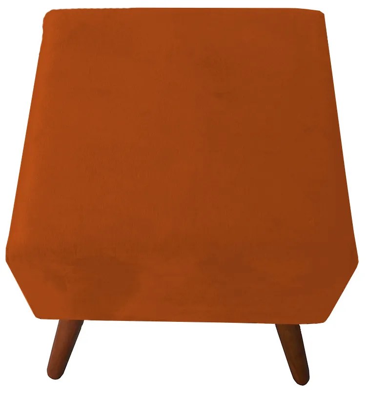 Puff Decorativo Quadrado Malu com Pés Palito Suede Telha