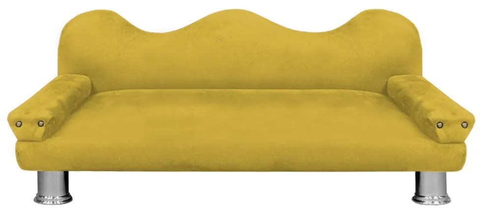 Cama Sofá Pet Meg Para Cães E Gatos Elegante e confortável Suede Amarelo