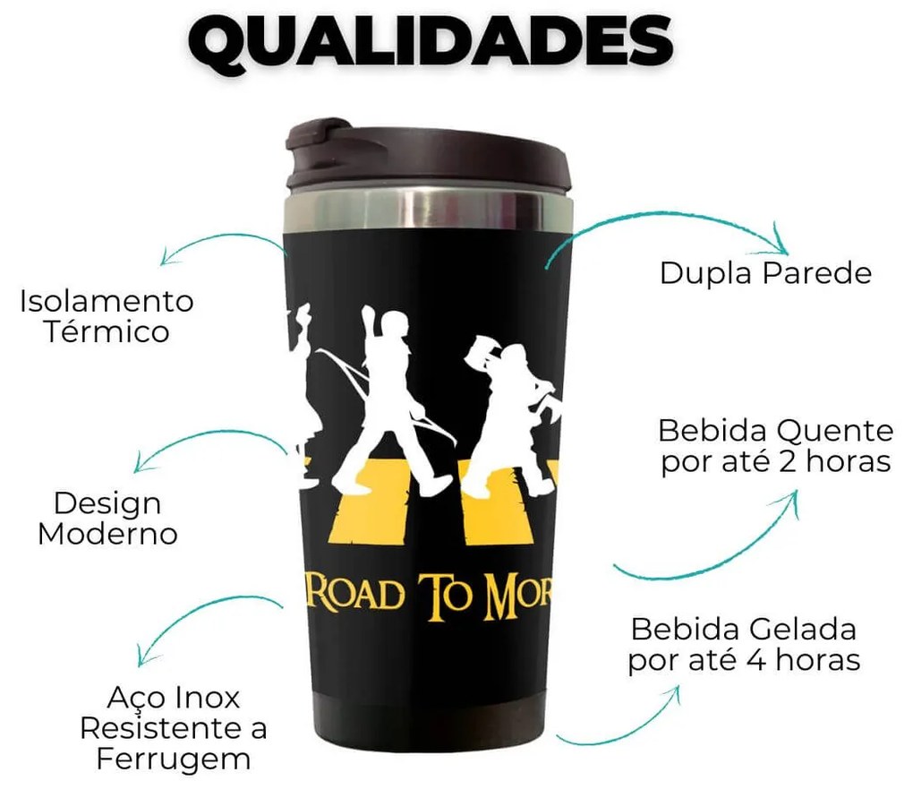 Copo Térmico 500ml Inox The Road to Mordor Senhor dos Anéis