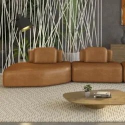 Sofá Ilha 275cm 2 Módulos Sala de Estar Moby Sintético Caramelo Z08 -