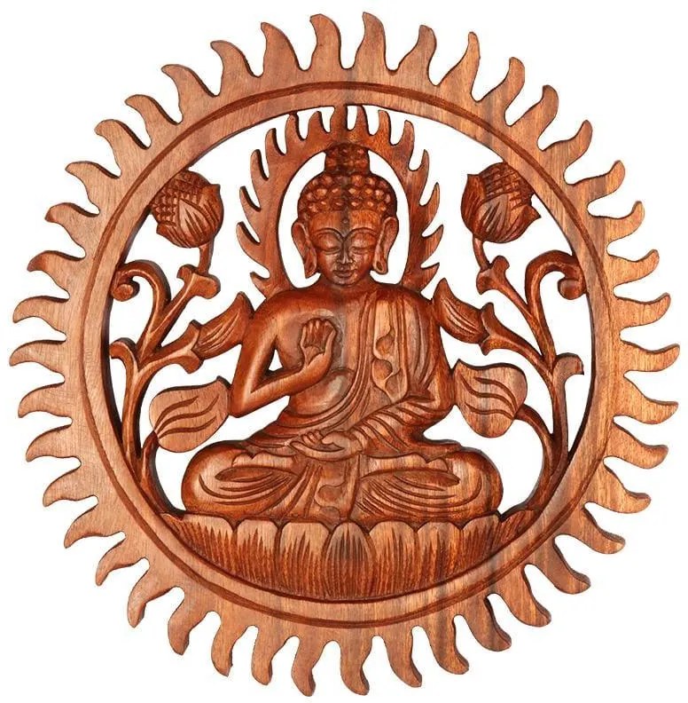 Mandala Buda em Madeira 30cm