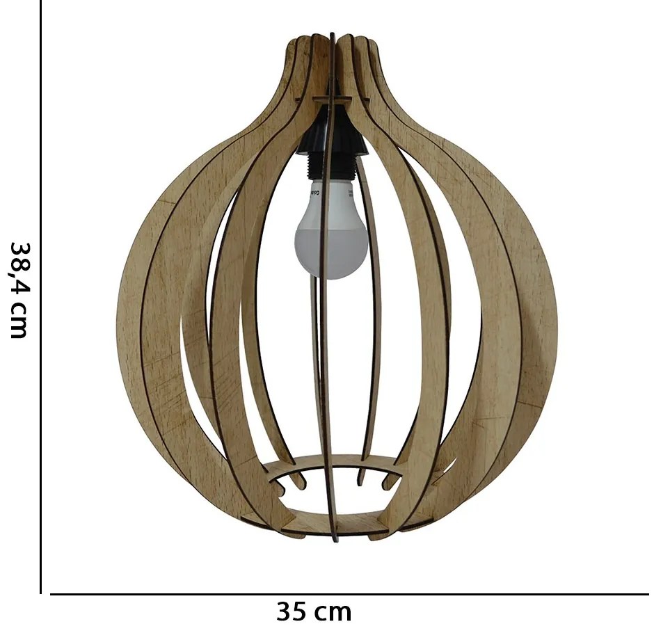 Lustre Pêndulo de Teto Luminária Pendente Madeira Clara 38,4x 35 cm - D'Rossi
