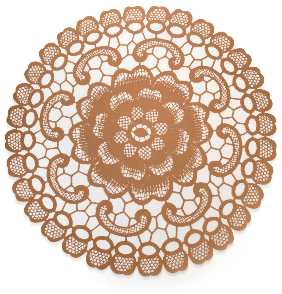 Jogo Americano Redondo de Plástico Flor Rosê 38 cm F01 - D'Rossi