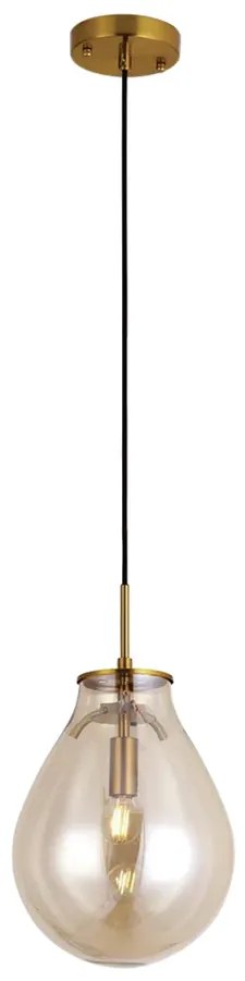 Pendente Caju Metal Bronze Vidro Conhaque Ø21,5X29,5Cm 1Xe14 | Bella I...